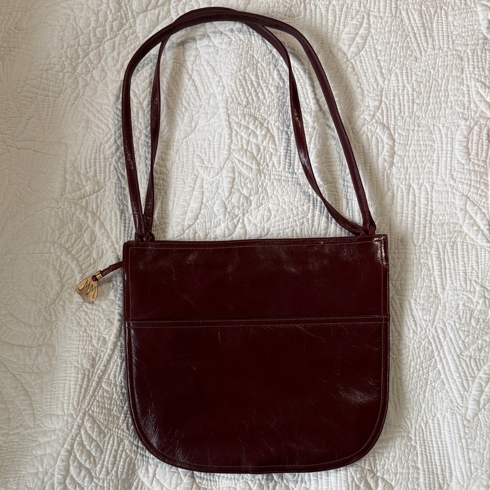 Elegant Vintage Morris Moskowitz Burgundy Leather Shoulder Bag